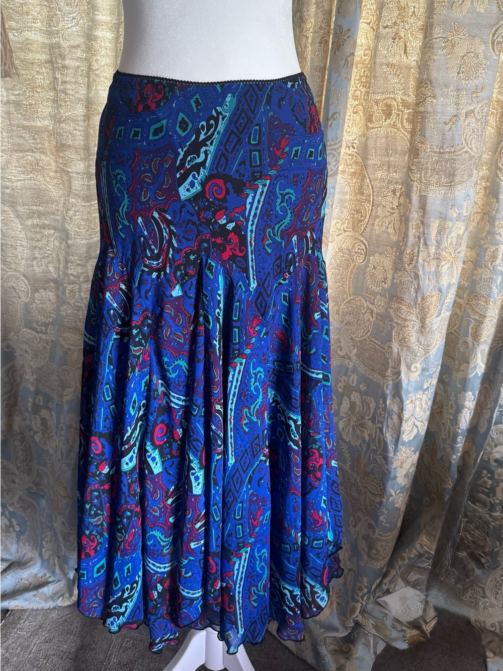 Vintage 90s Women's Newsworthy Multi Color Flowy Maxi Skirt Size Small